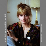 Nastazja Kinski  with Solidarity sign- Cannes 1989